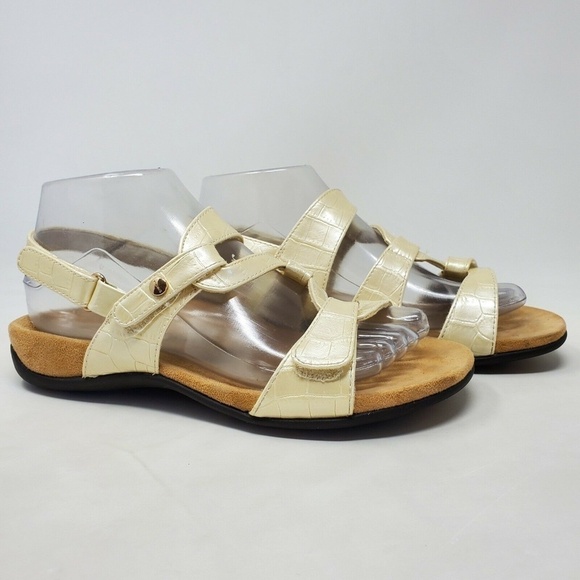 Vionic Paros Backstrap Sandals Womens Size 7 Pearl Ivory Croc Open Toe - Picture 1 of 11